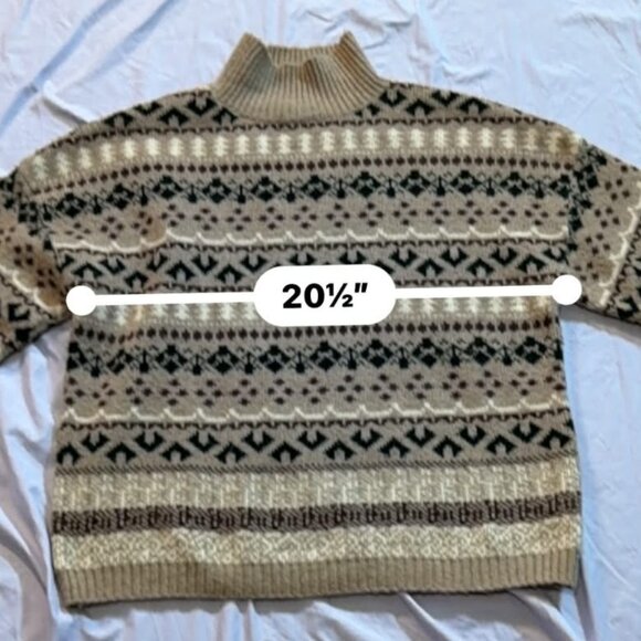 Chloe & Jasmine brand Long Sleeve Mockneck Turtleneck Sweater, Brown/Beige LARGE - Picture 6 of 8